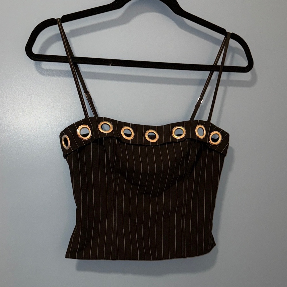 White Fox Boutique Black Pinstripe Camisole